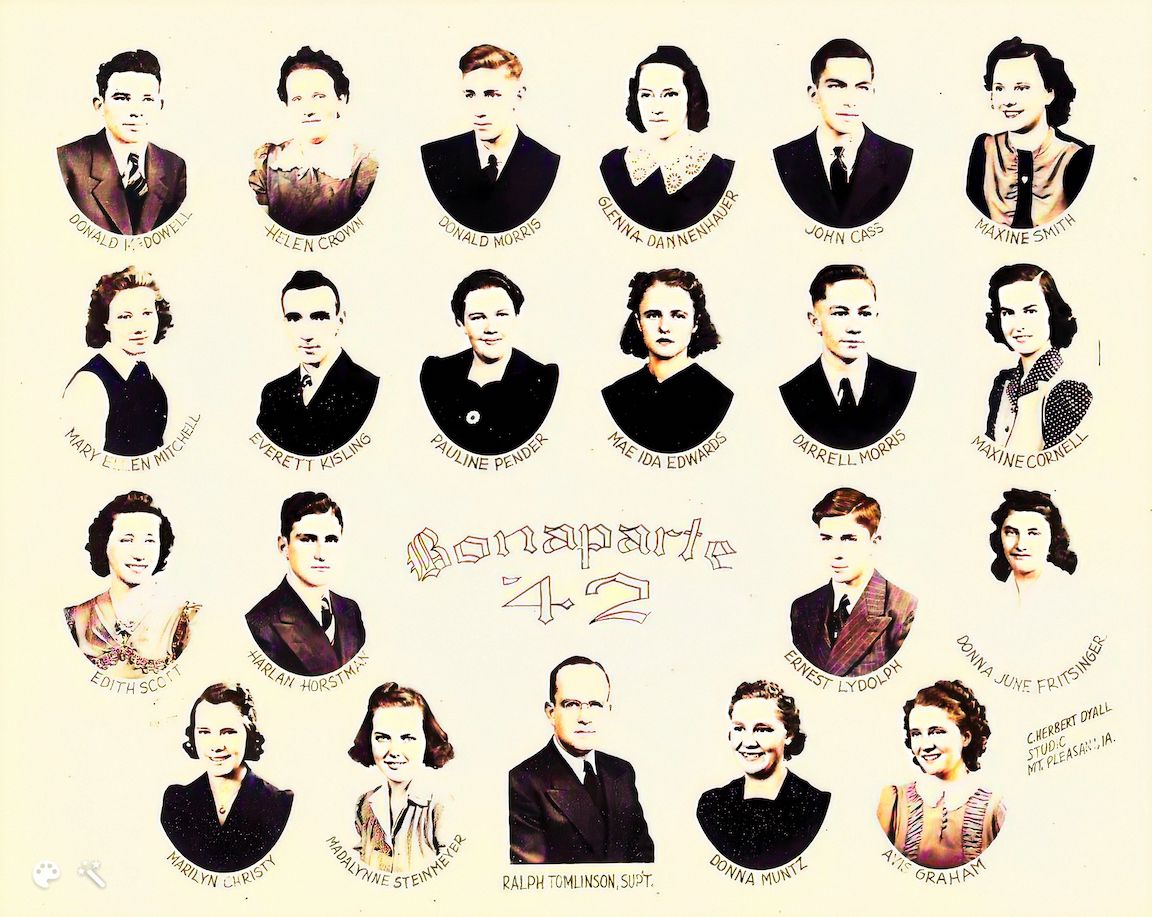 Bonaparte High School Class of 1942 Colorized